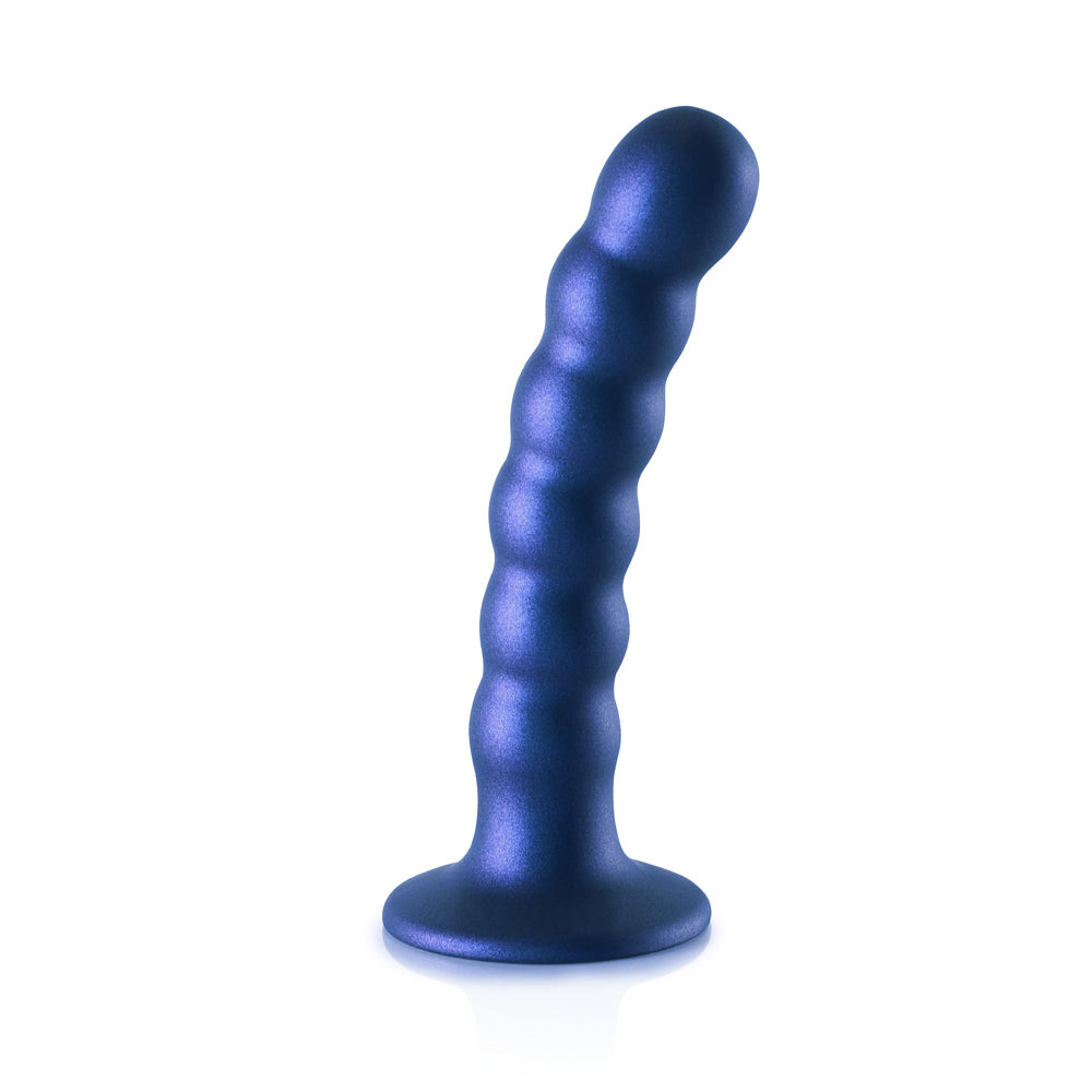 Shots Ouch! Liquid Silicone Beaded G-Spot 5 Inch Dildo - Metallic Blue