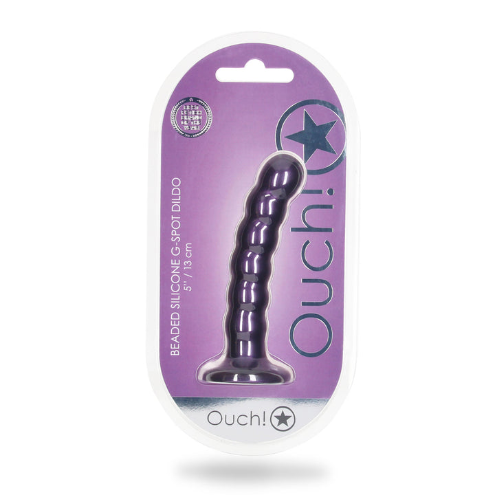 Shots Ouch! Liquid Silicone Beaded G-Spot 5 Inch Dildo - Metallic Purple