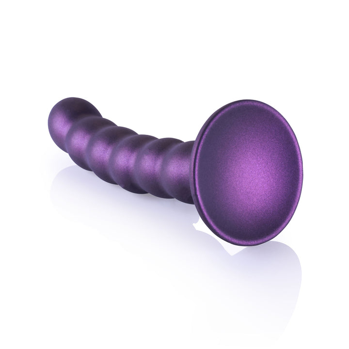 Shots Ouch! Liquid Silicone Beaded G-Spot 5 Inch Dildo - Metallic Purple