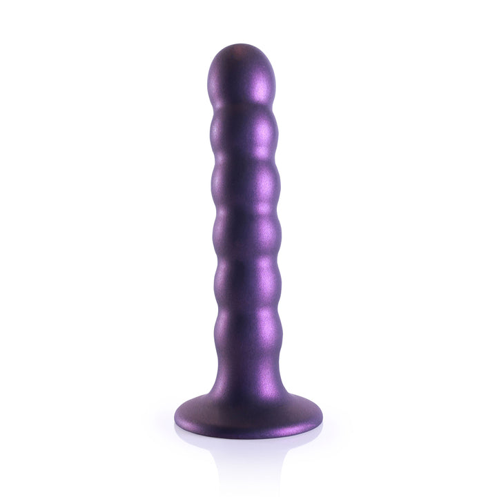 Shots Ouch! Liquid Silicone Beaded G-Spot 5 Inch Dildo - Metallic Purple