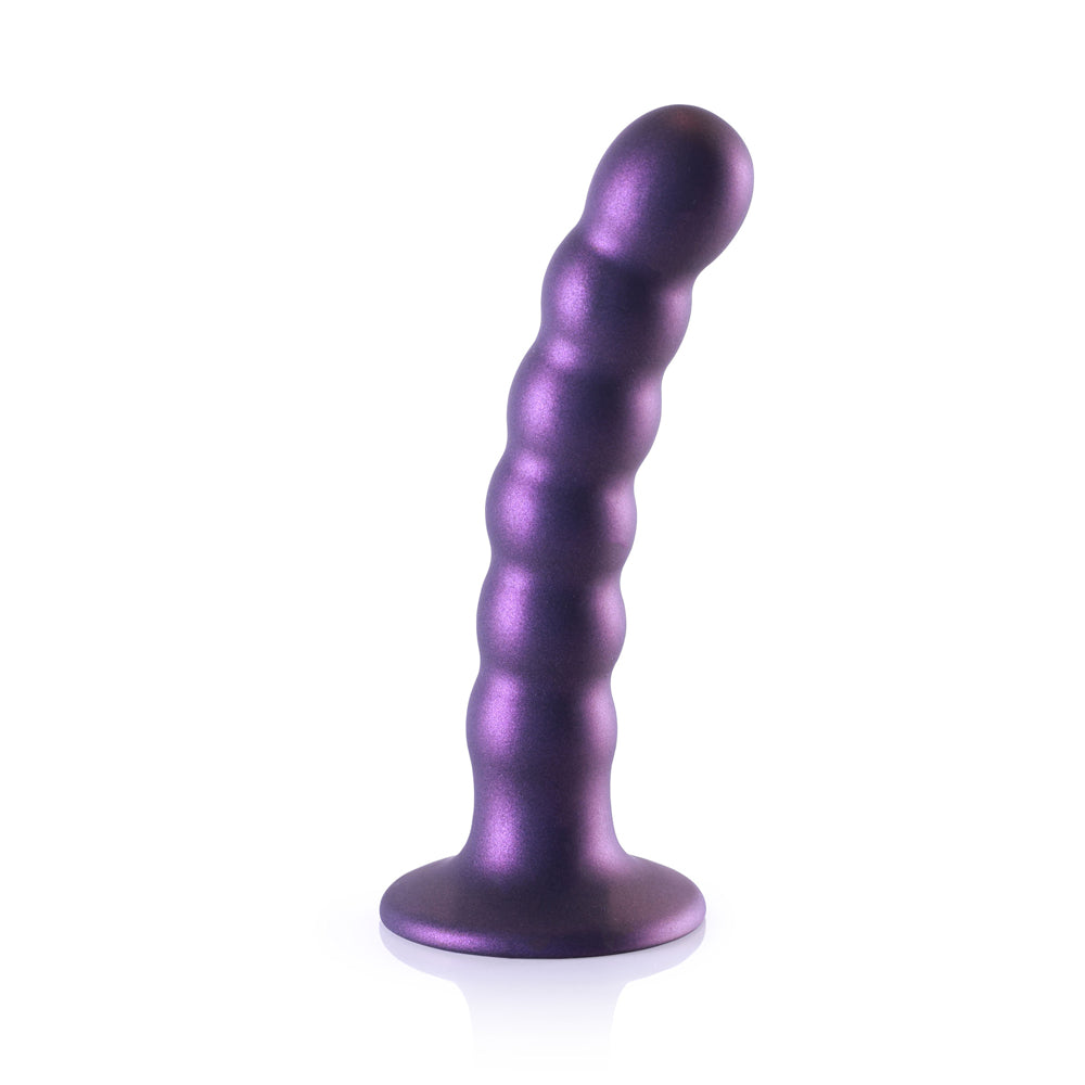 Shots Ouch! Liquid Silicone Beaded G-Spot 5 Inch Dildo - Metallic Purple