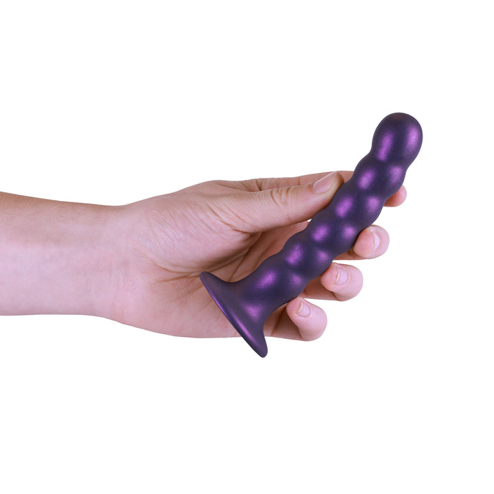 Shots Ouch! Liquid Silicone Beaded G-Spot 5 Inch Dildo - Metallic Purple