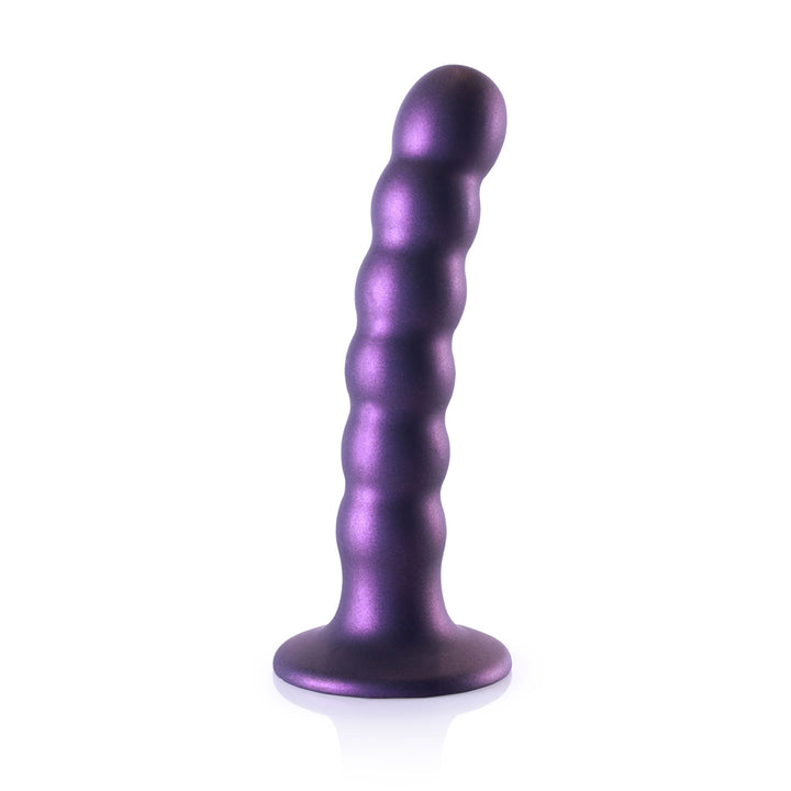 Shots Ouch! Liquid Silicone Beaded G-Spot 5 Inch Dildo - Metallic Purple