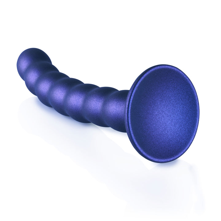 Shots Ouch! Liquid Silicone Beaded G-Spot 6.5 Inch Dildo - Metallic Blue