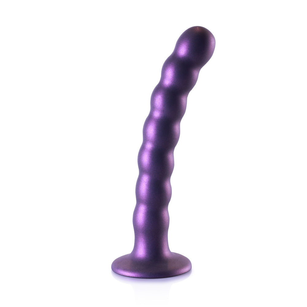 Shots Ouch! Liquid Silicone Beaded G-Spot 6.5 Inch Dildo - Metallic Purple