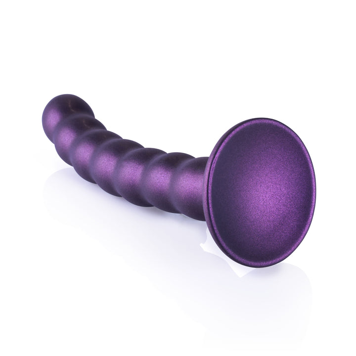 Shots Ouch! Liquid Silicone Beaded G-Spot 6.5 Inch Dildo - Metallic Purple