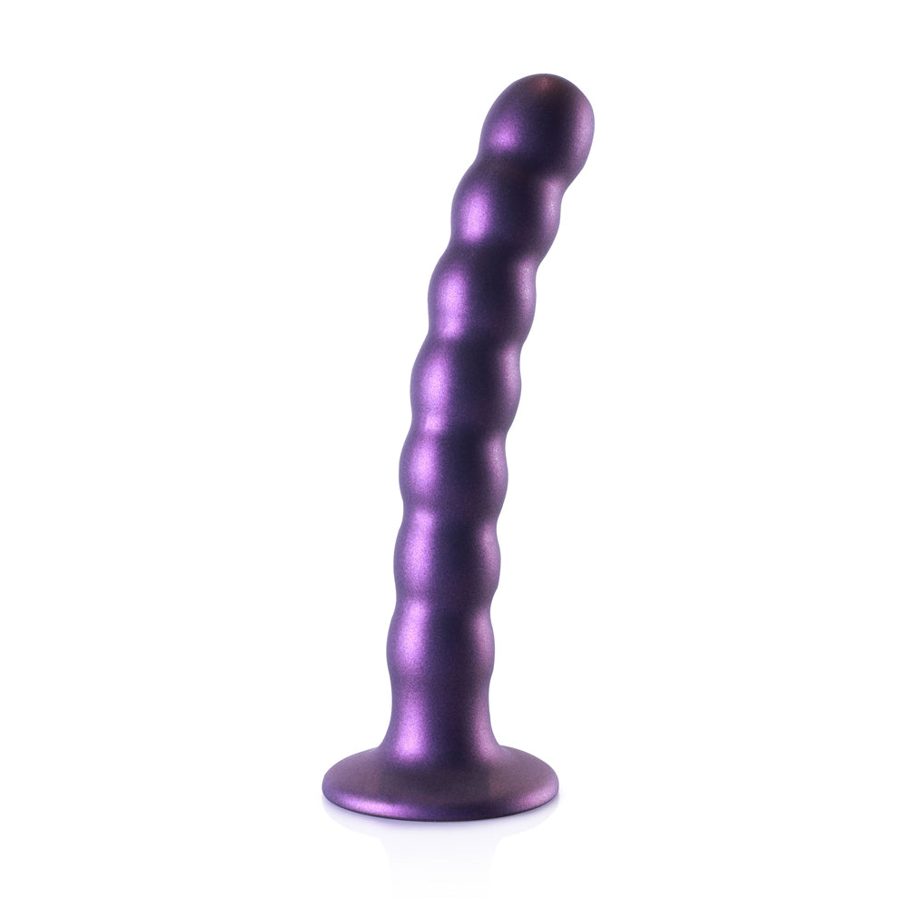 Shots Ouch! Liquid Silicone Beaded G-Spot 6.5 Inch Dildo - Metallic Purple