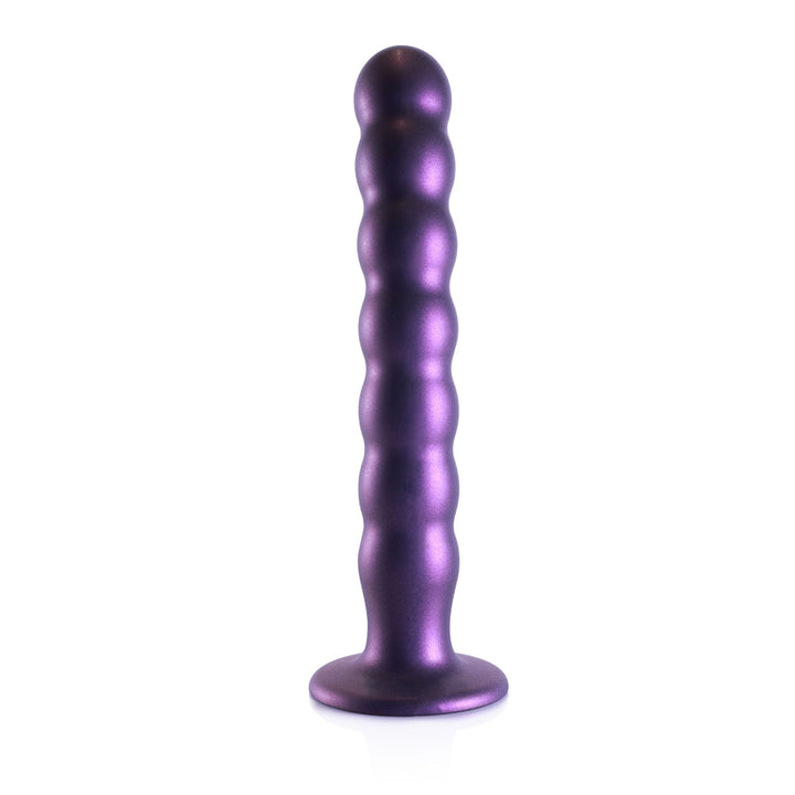 Shots Ouch! Liquid Silicone Beaded G-Spot 8 Inch Dildo - Metallic Purple