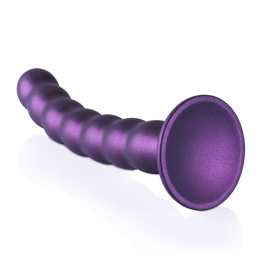 Shots Ouch! Liquid Silicone Beaded G-Spot 8 Inch Dildo - Metallic Purple