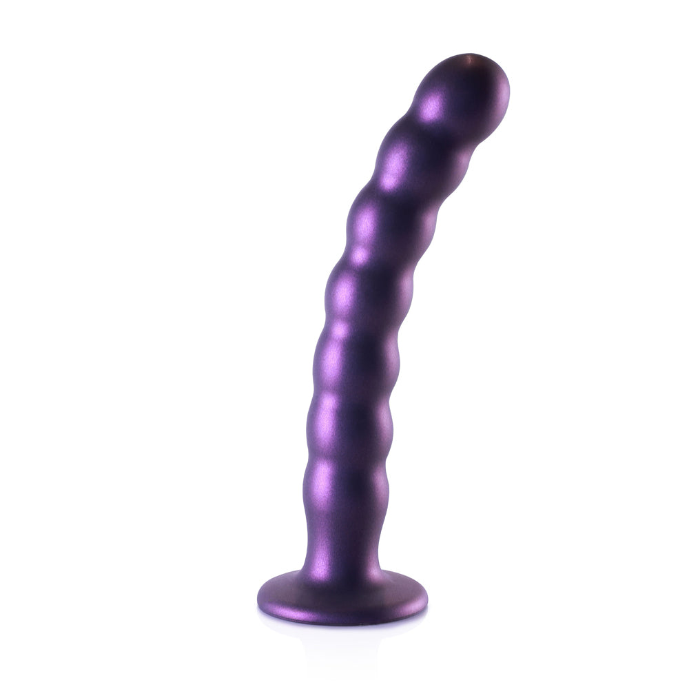 Shots Ouch! Liquid Silicone Beaded G-Spot 8 Inch Dildo - Metallic Purple