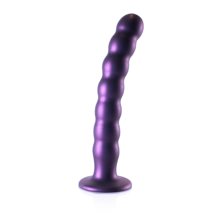 Shots Ouch! Liquid Silicone Beaded G-Spot 8 Inch Dildo - Metallic Purple