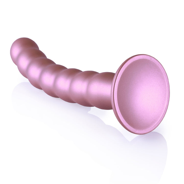 Shots Ouch! Liquid Silicone Beaded G-Spot 8 Inch Dildo - Rose Gold