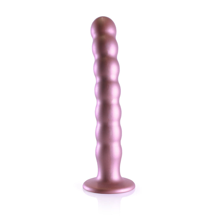 Shots Ouch! Liquid Silicone Beaded G-Spot 8 Inch Dildo - Rose Gold