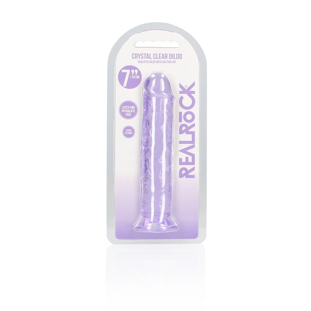 Shots Real Rock Crystal Clear 7 Inch Dildo - Purple