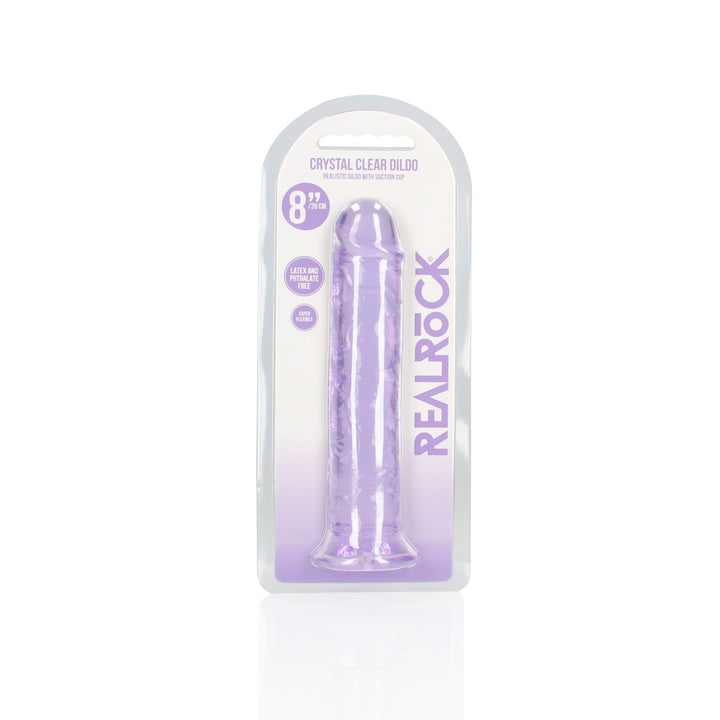 Shots Real Rock Crystal Clear 8 Inch Dildo - Purple