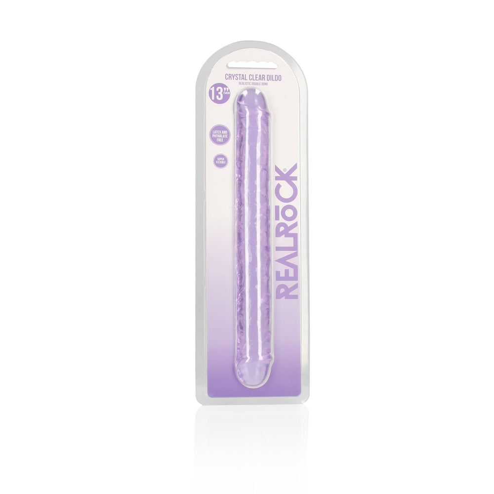 Shots Real Rock Crystal Clear 13 Inch Double Dildo - Purple