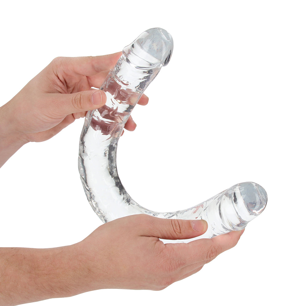 Shots Real Rock Crystal Clear 18 Inch Double Dildo - Clear