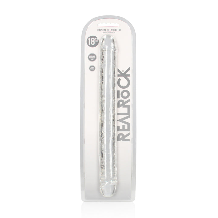 Shots Real Rock Crystal Clear 18 Inch Double Dildo - Clear