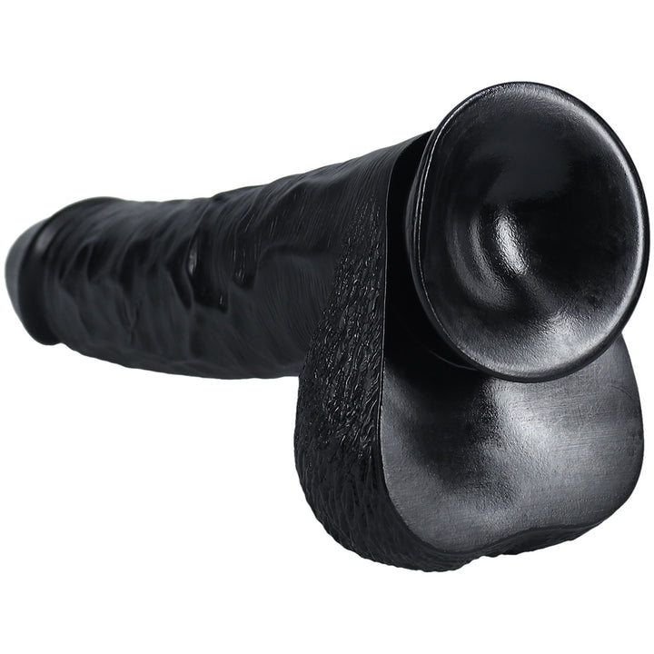 Shots Real Rock Realistic Straight Dildo With Balls 13 Inch - Black