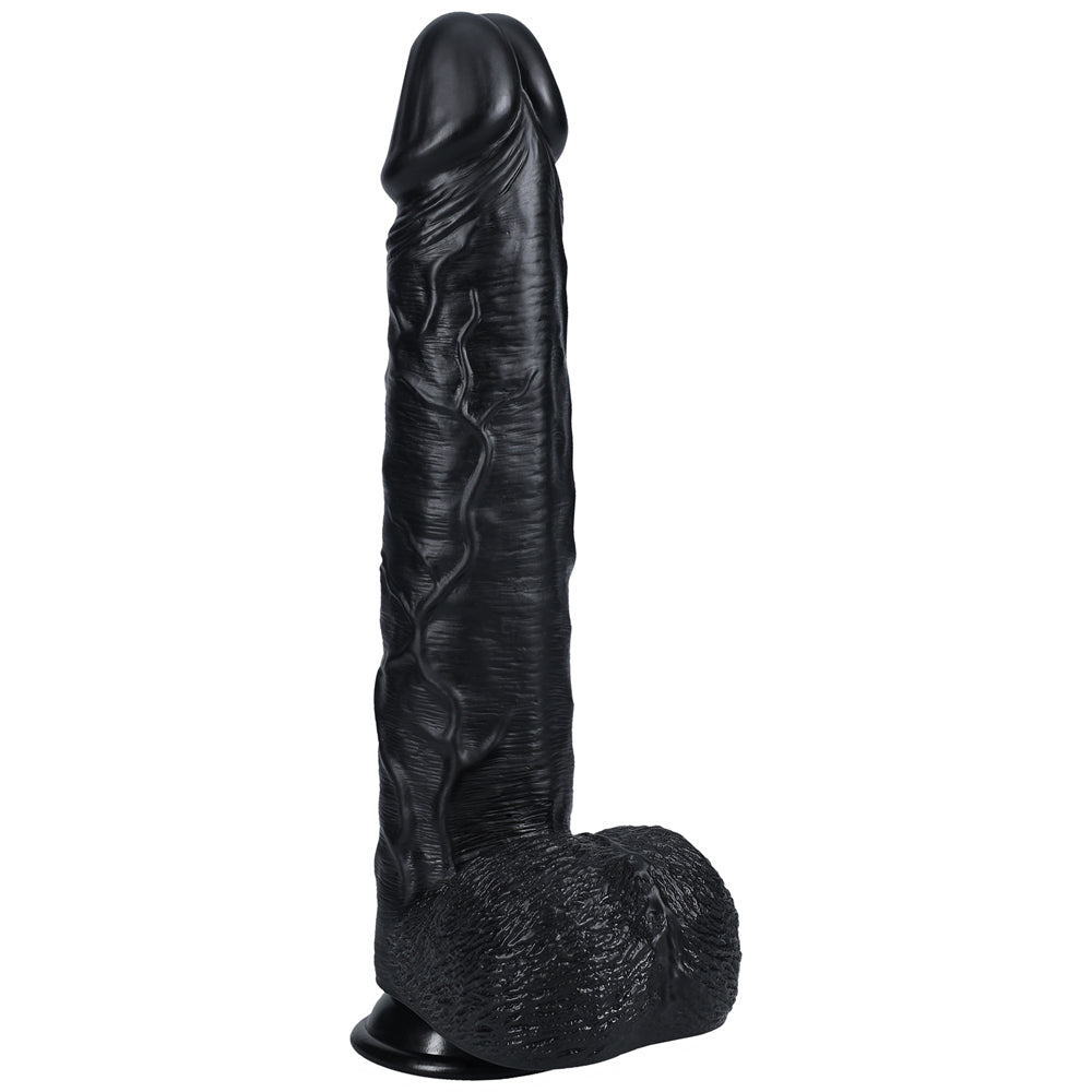 Shots Real Rock Realistic Straight Dildo With Balls 13 Inch - Black