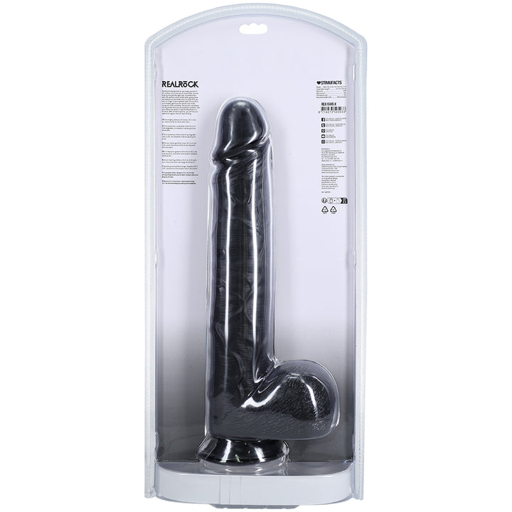 Shots Real Rock Realistic Straight Dildo With Balls 14 Inch - Black