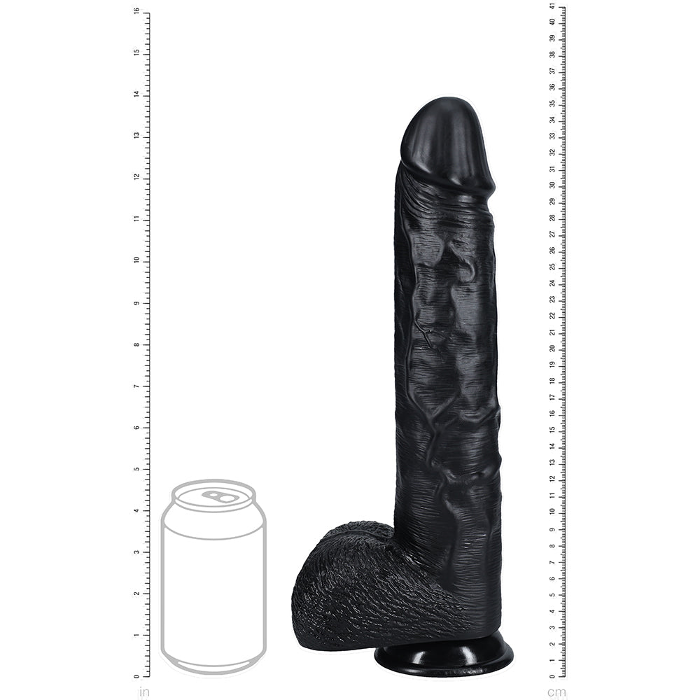 Shots Real Rock Realistic Straight Dildo With Balls 14 Inch - Black