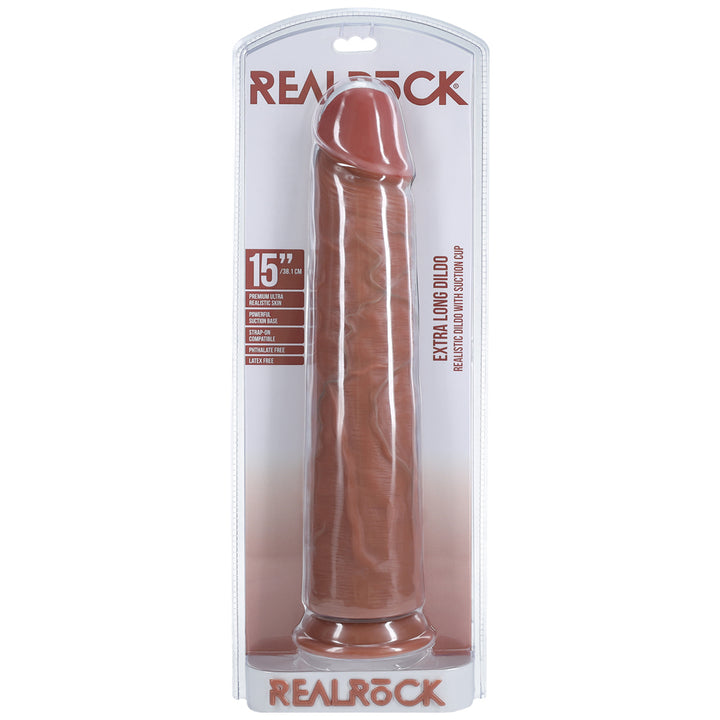 Shots Real Rock Realistic Straight Dildo 15 Inch - Tan