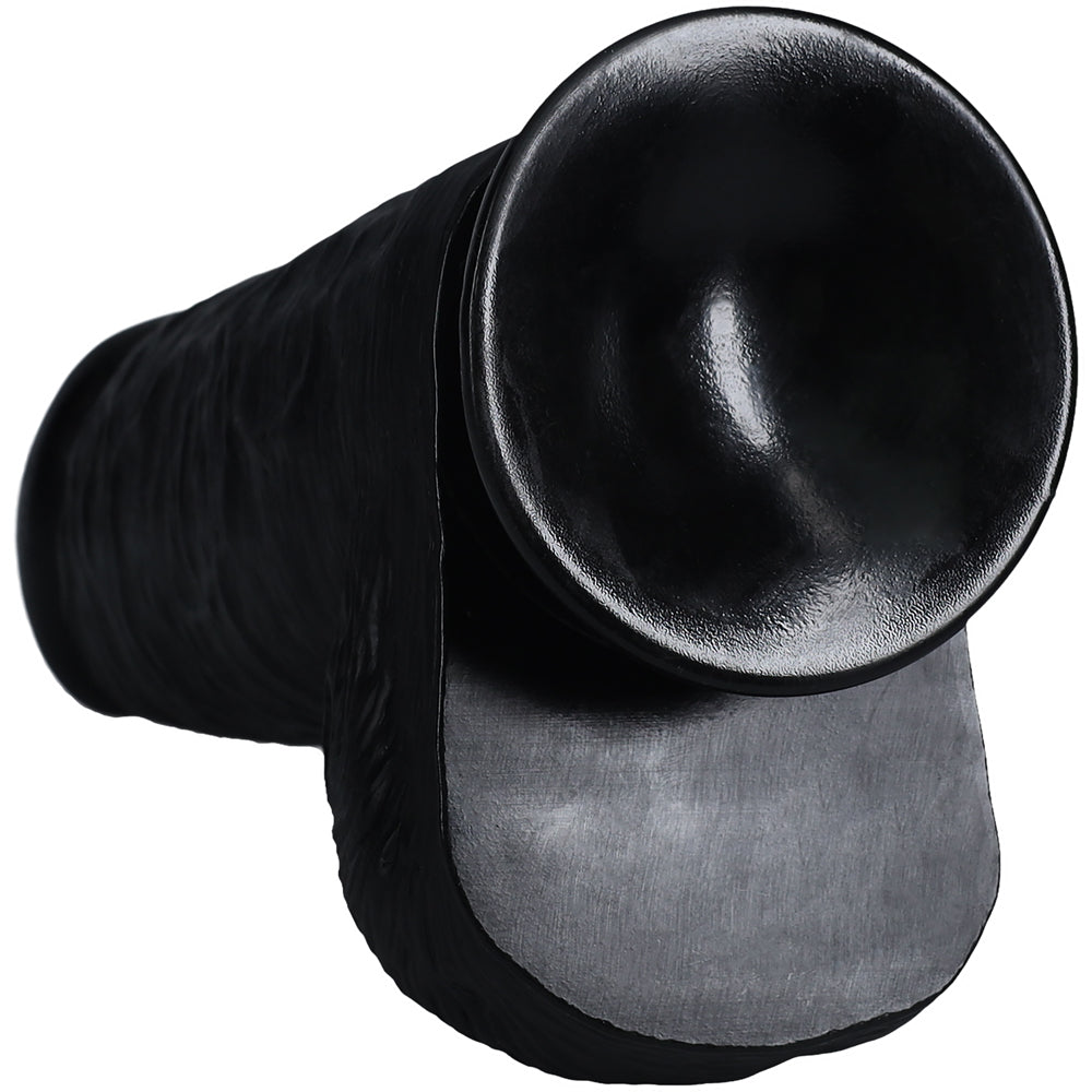 Shots Real Rock Extra Thick Dildo With Balls 10 Inch - Black