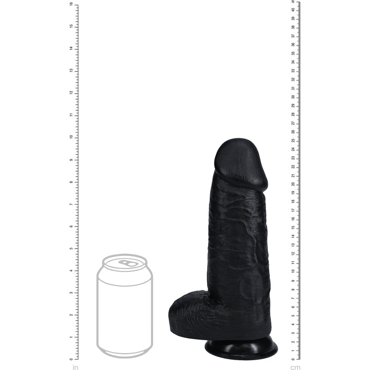 Shots Real Rock Extra Thick Dildo With Balls 10 Inch - Black