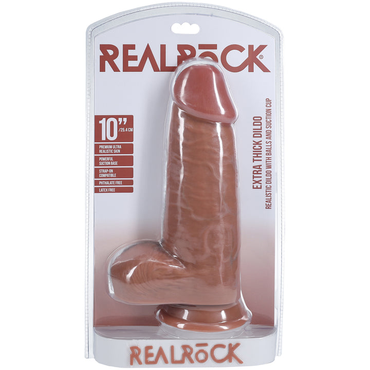 Shots Real Rock Extra Thick Dildo With Balls 10 Inch - Tan