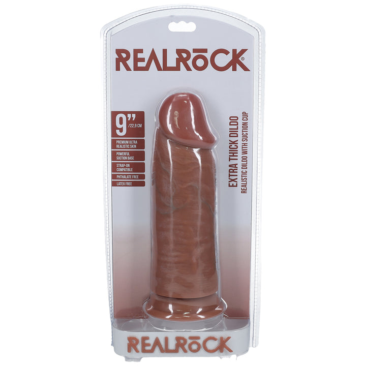 Shots Real Rock Extra Thick Dildo 9 Inch - Tan