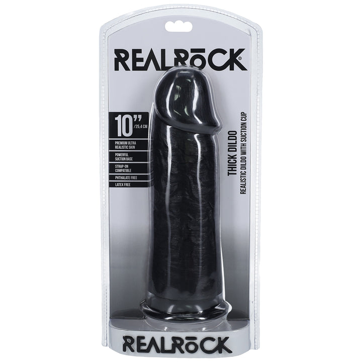 Shots Real Rock Extra Thick Dildo 10 Inch - Black