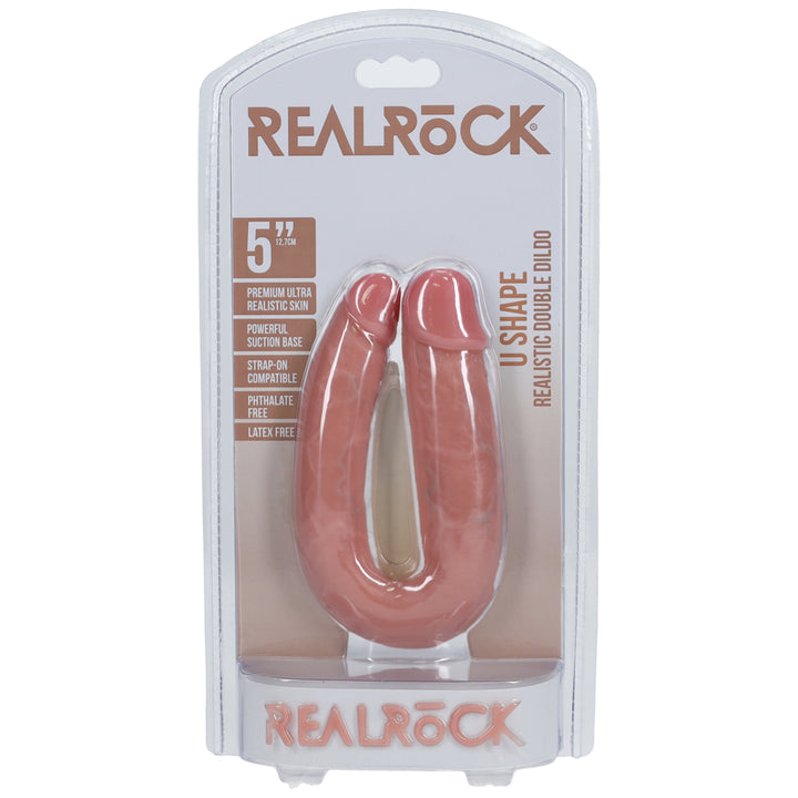 Shots Real Rock U Shape Double Dildo 5 Inch - Flesh