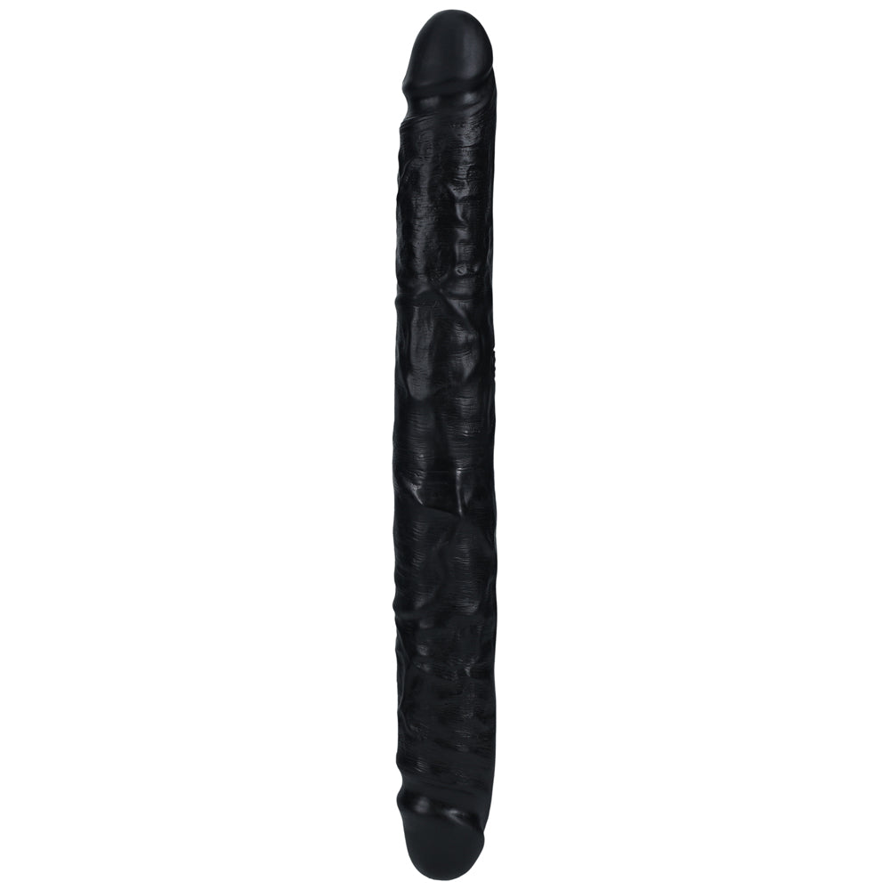 Shots Real Rock Straight Slim 12 Inch Double Dildo - Black