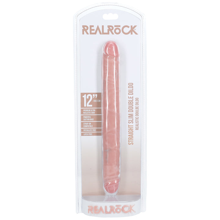 Shots Real Rock Straight Slim 12 Inch Double Dildo - Light