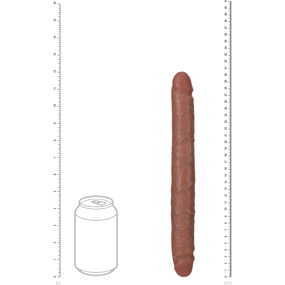 Shots Real Rock Straight Slim 12 Inch Double Dildo - Tan