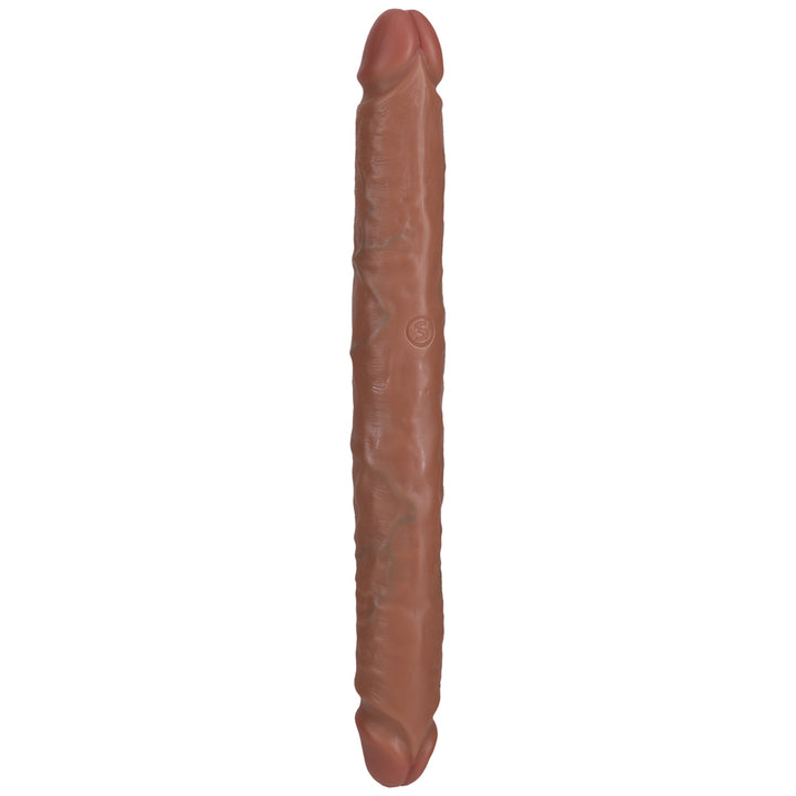 Shots Real Rock Straight Slim 12 Inch Double Dildo - Tan