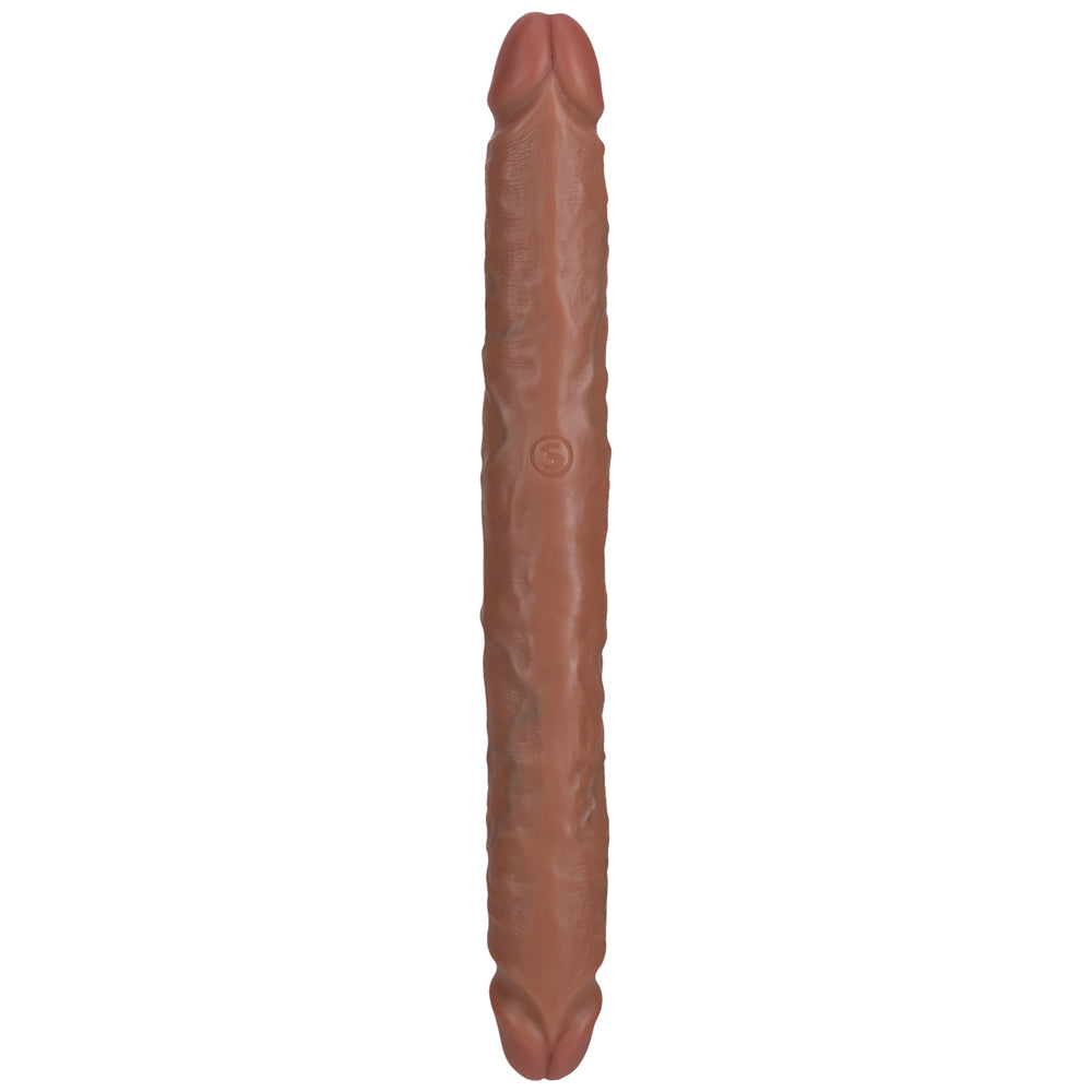 Shots Real Rock Straight Slim 12 Inch Double Dildo - Tan