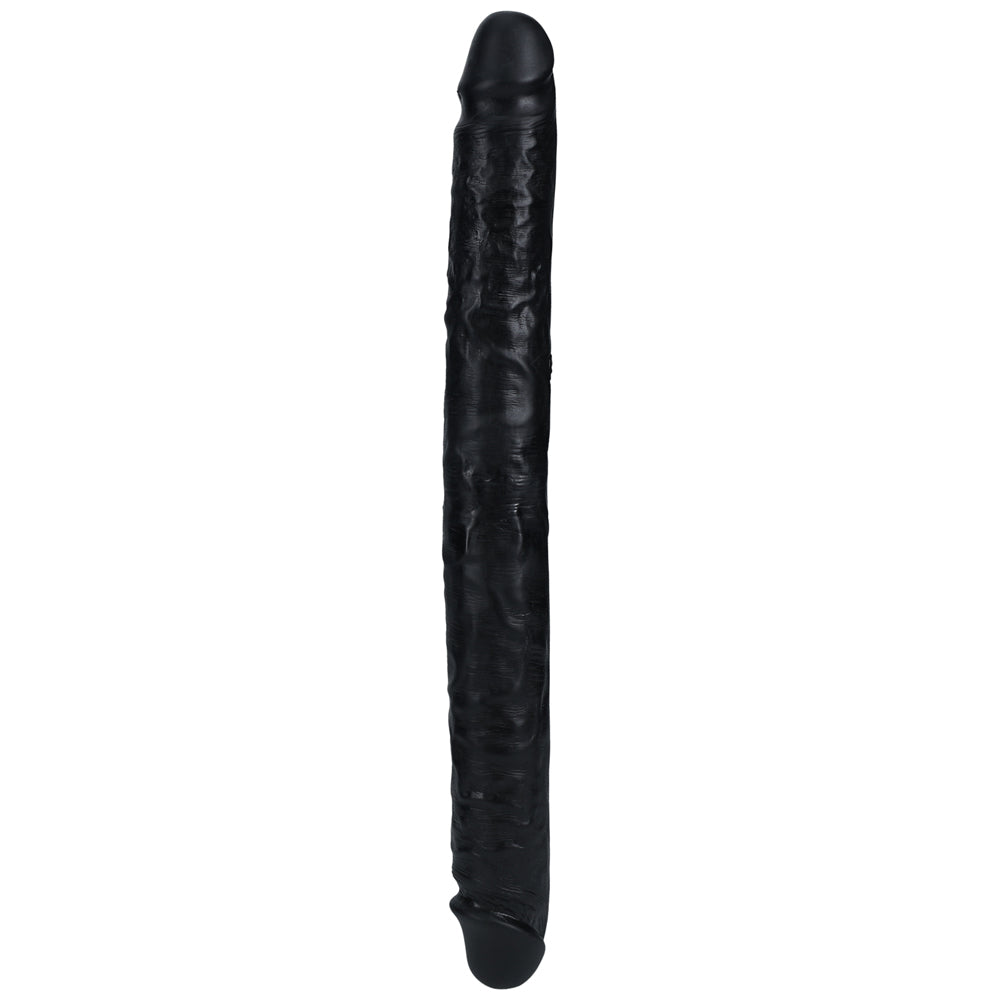 Shots Real Rock Straight Slim 14 Inch Double Dildo - Black