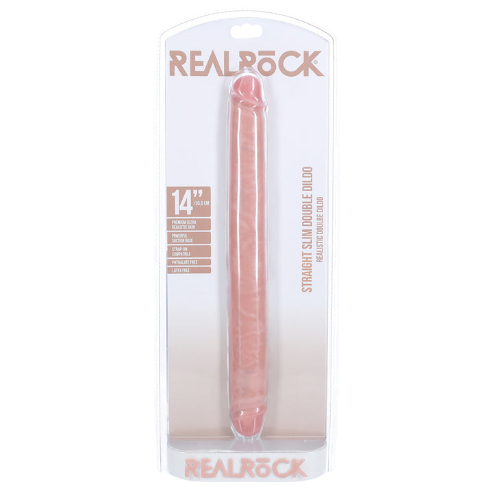 Shots Real Rock Straight Slim 14 Inch Double Dildo - Light