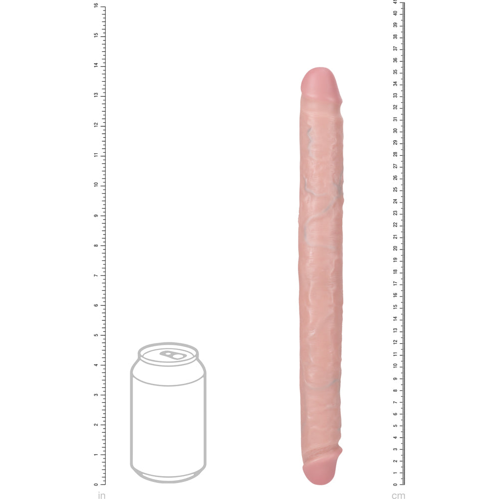 Shots Real Rock Straight Slim 14 Inch Double Dildo - Light