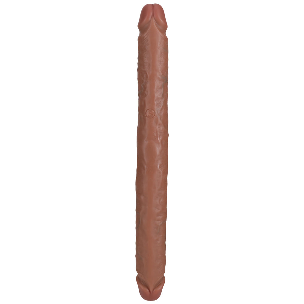 Shots Real Rock Straight Slim 14 Inch Double Dildo - Tan