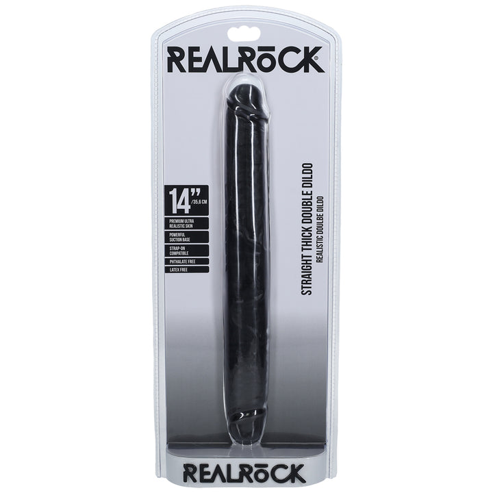 Shots Real Rock Straight Thick 14 Inch Double Dildo - Black