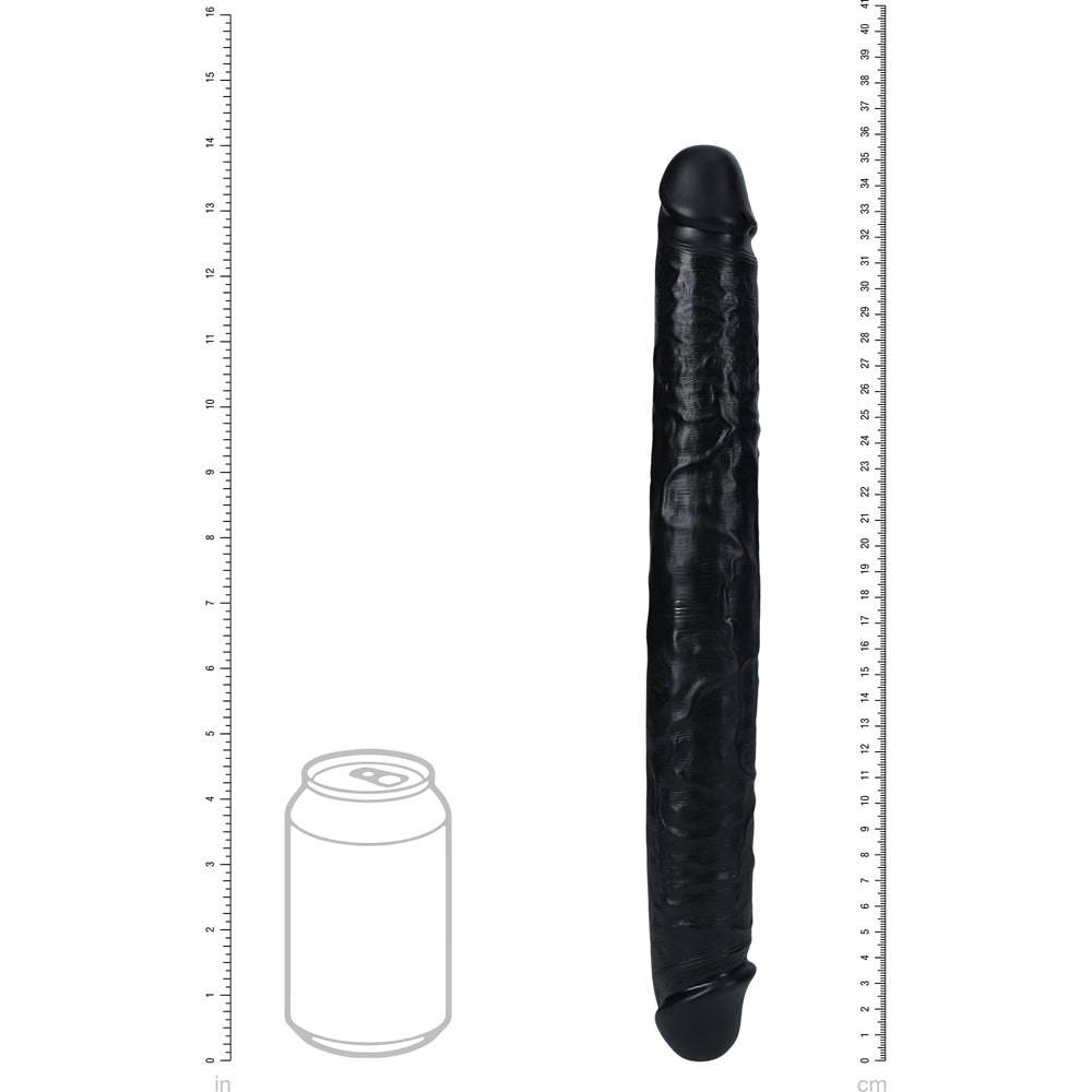 Shots Real Rock Straight Thick 14 Inch Double Dildo - Black