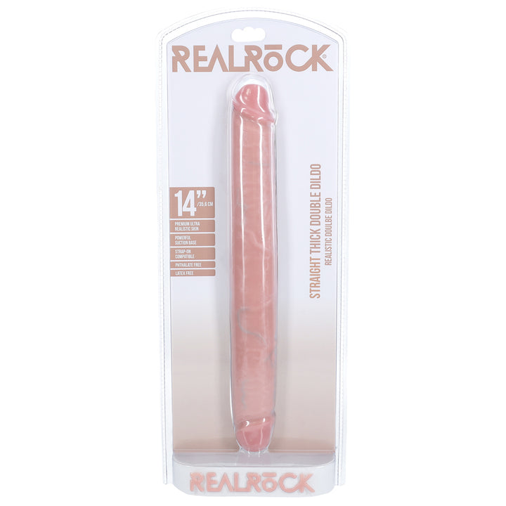 Shots Real Rock Straight Thick 14 Inch Double Dildo - Light