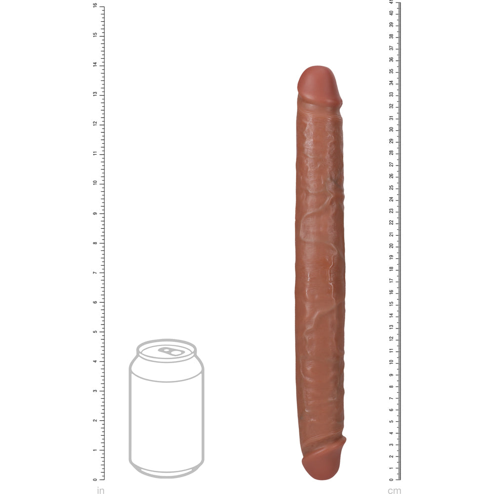 Shots Real Rock Straight Thick 14 Inch Double Dildo - Tan