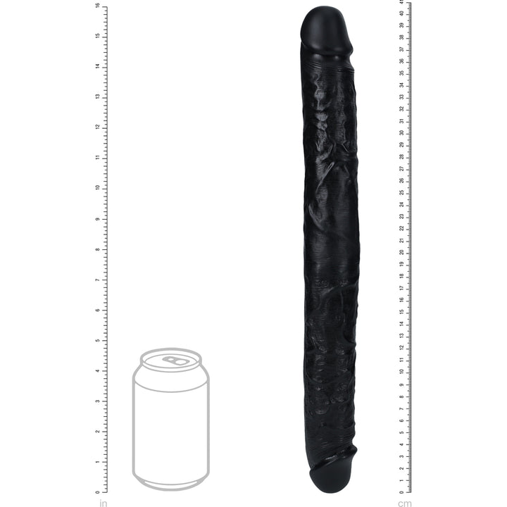 Shots Real Rock Straight Thick 16 Inch Double Dildo - Black