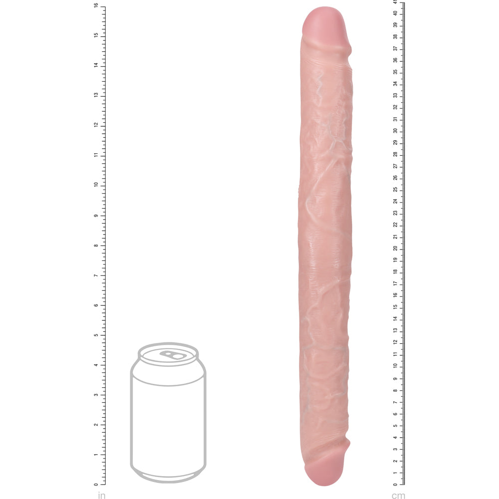 Shots Real Rock Straight Thick 16 Inch Double Dildo - Light