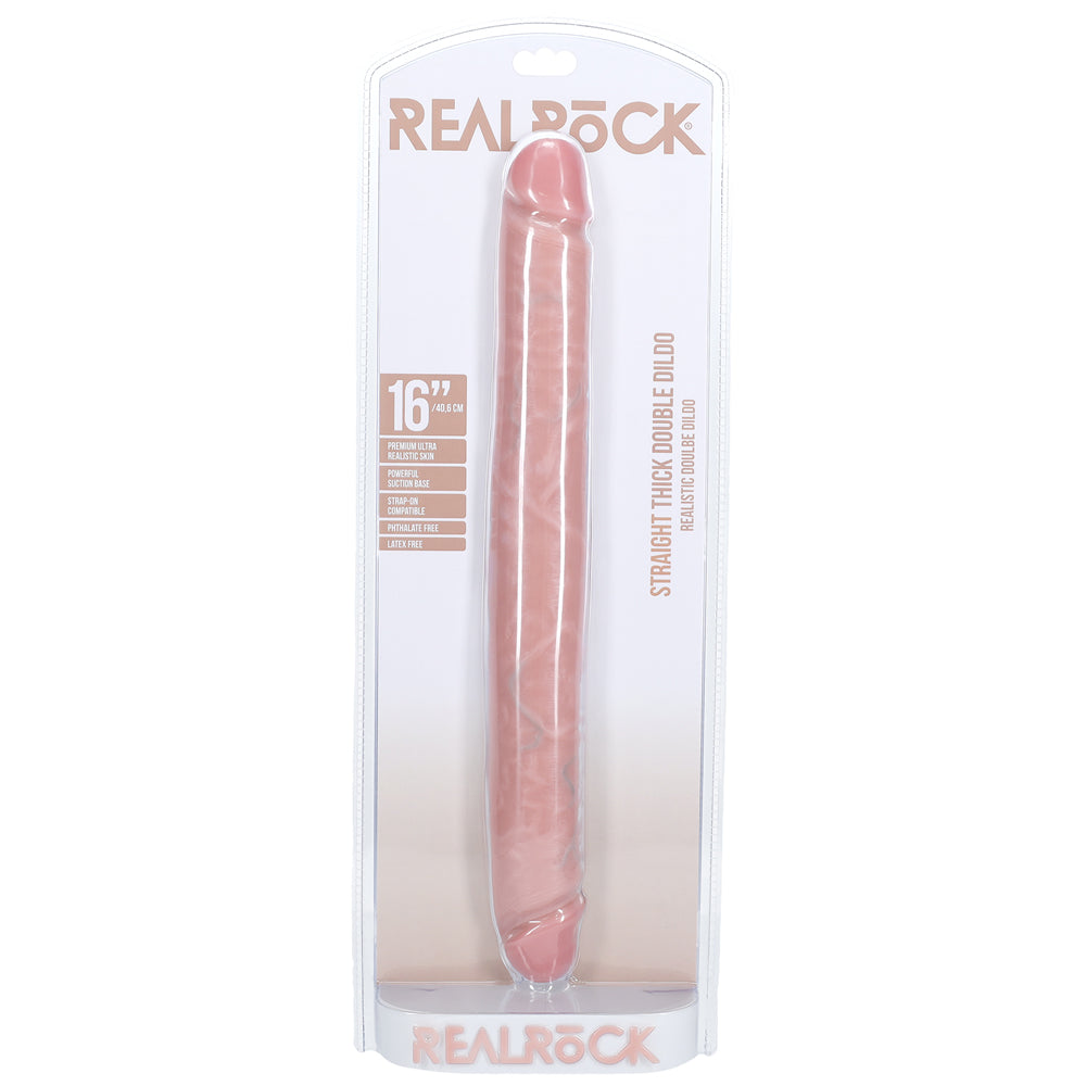 Shots Real Rock Straight Thick 16 Inch Double Dildo - Light