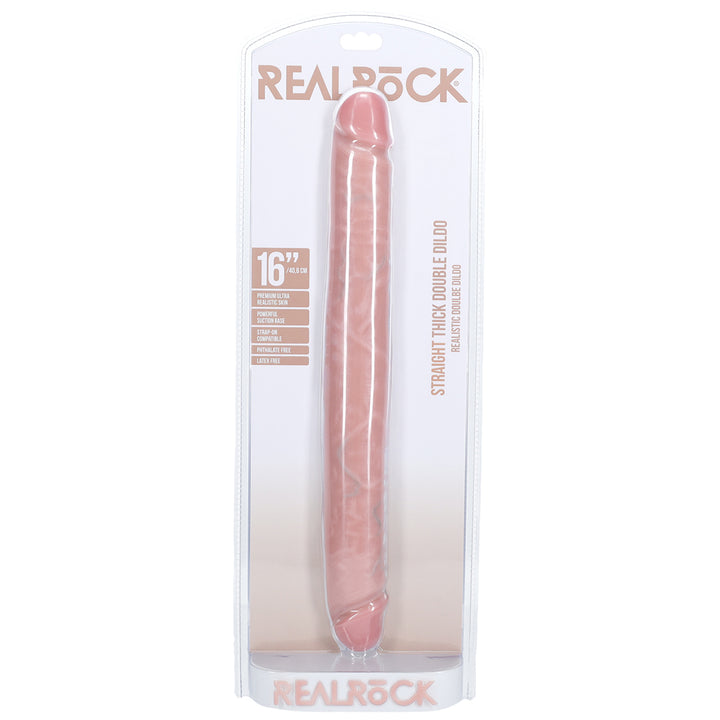 Shots Real Rock Straight Thick 16 Inch Double Dildo - Light